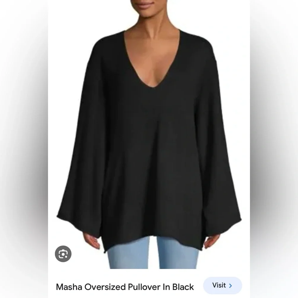 🆕Women’s BCBG Masha Oversized V-neck sweater in Black. NWT